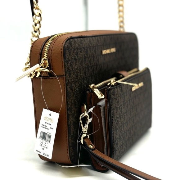 Michael Kors Large EW Crossbody Bag & Large Double Zip Wallet Brown - Picture 4 of 12